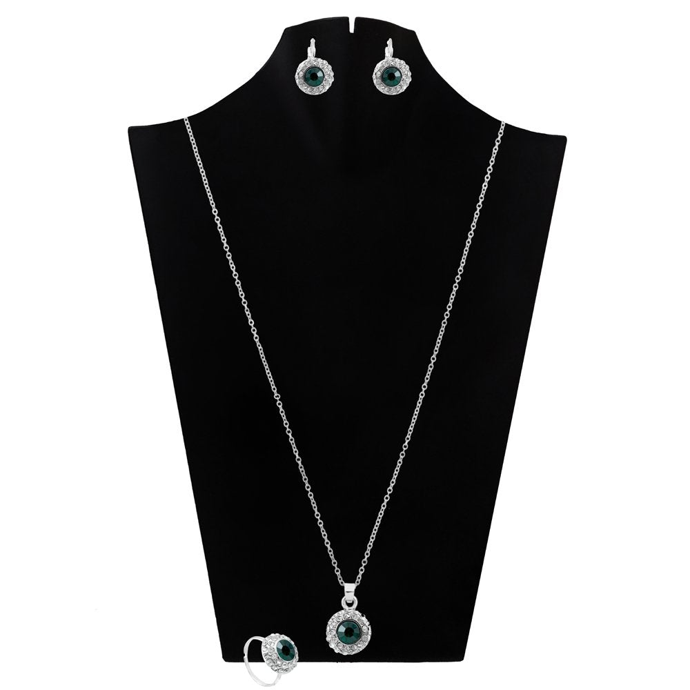 Gold-Plated Green CrystaL Cubic Zirconia Jewellery Set image 2