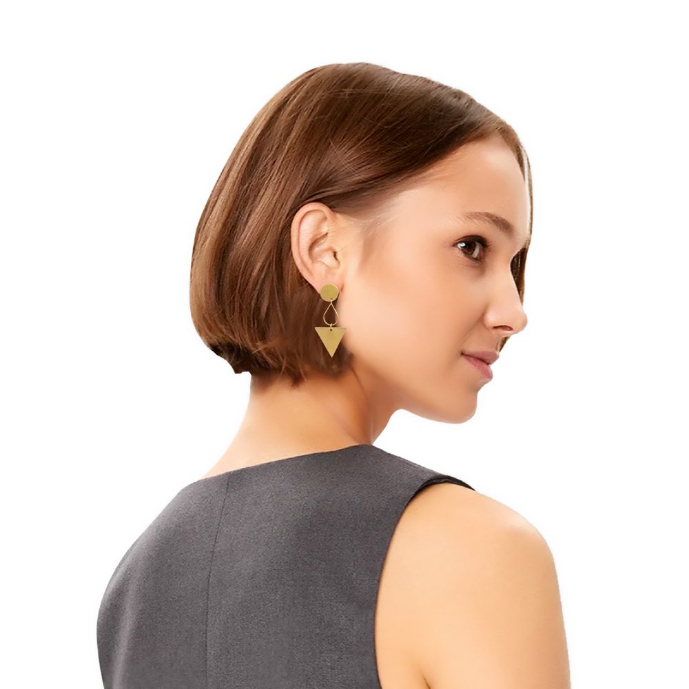 Gold Fine Demi-Fine Jewelry Anti-Tarnish Waterproof Voguish Triangle Drop Earrings image 1