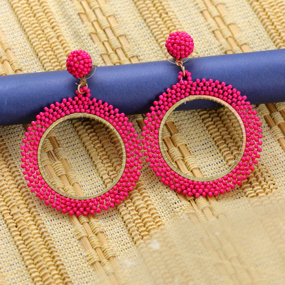 Pink Beaded Drop & Dangler Earrings image 2