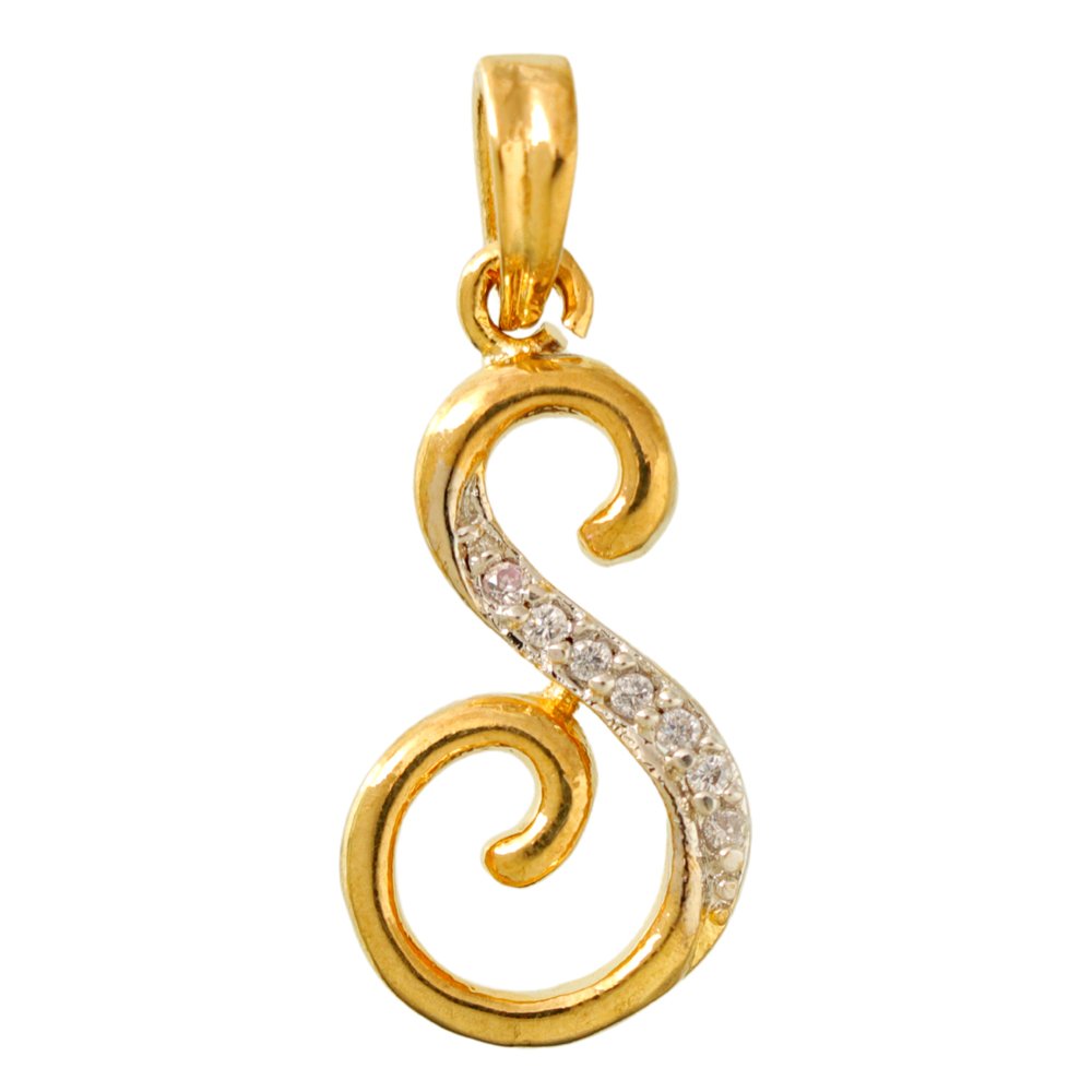 Gold Plated Ad Crystal Cubic Zirconia "S" Alphabet Without Chain Pendant for Women/Girls. image 2