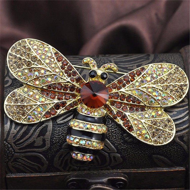 Multicolor Crystal Honey Bee Brooch image 2