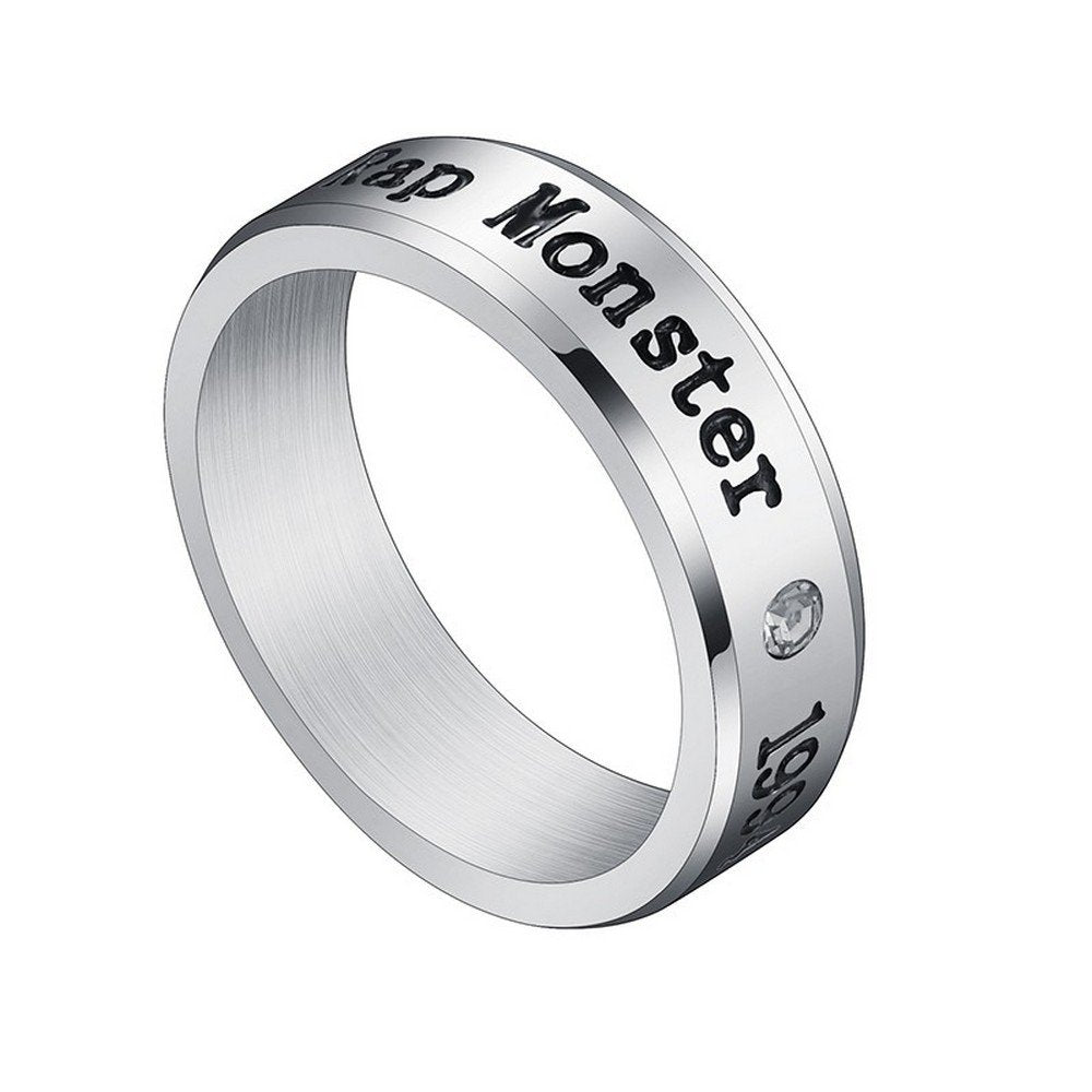Men's Silver Color BTS-Inspired Ring - Stylish Rap Monster Fashion Accessory image 0