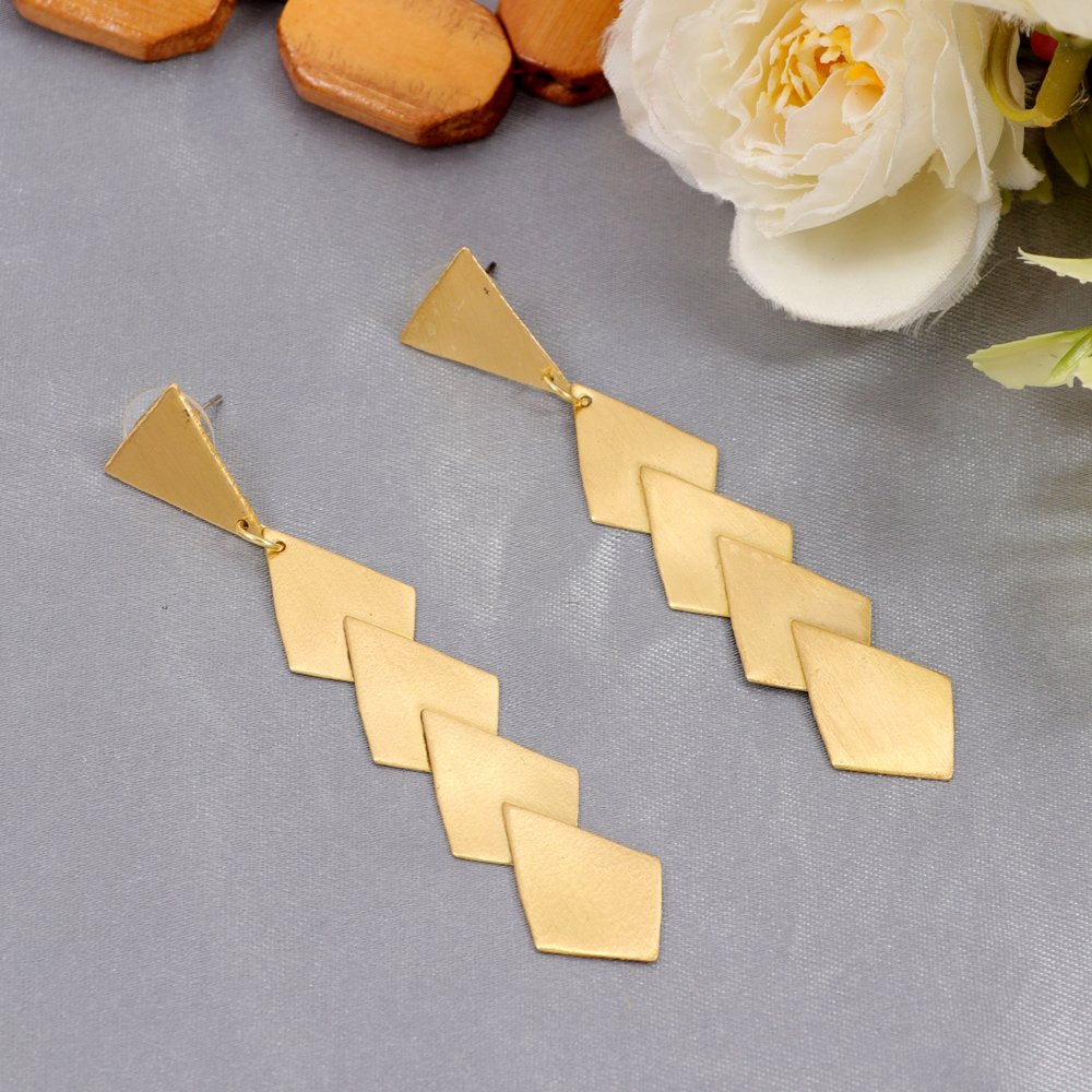 Gold Polish Demi-Fine jewelry Anti-Tarnish Waterproof Stylish Fishtail Dangle Earrings image 0