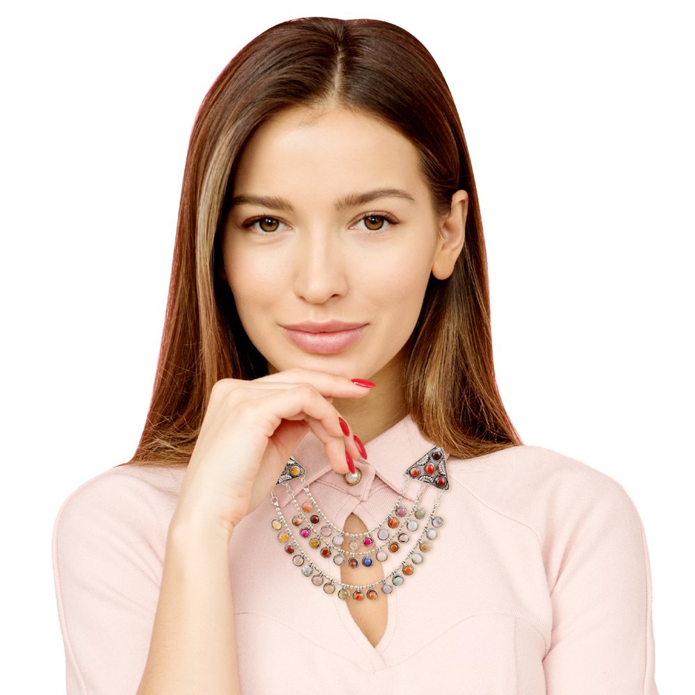 Oxidised Silver Multi-Color Pearl Beads Multi-Layer Necklace image 2