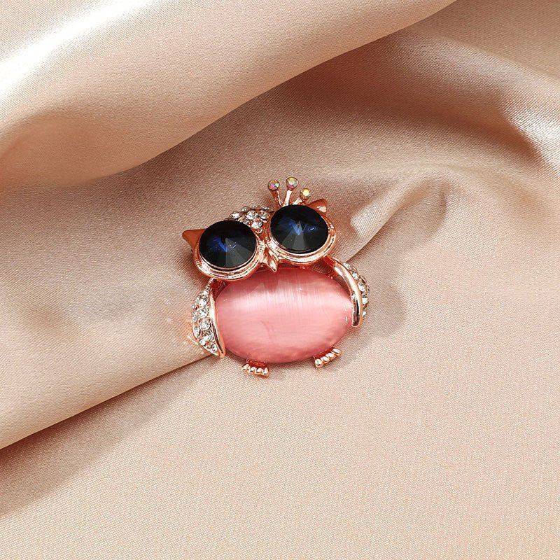 Gold-Plated Blue-Eyed Cute Small Owl Brooch For Women/Girl's image 0