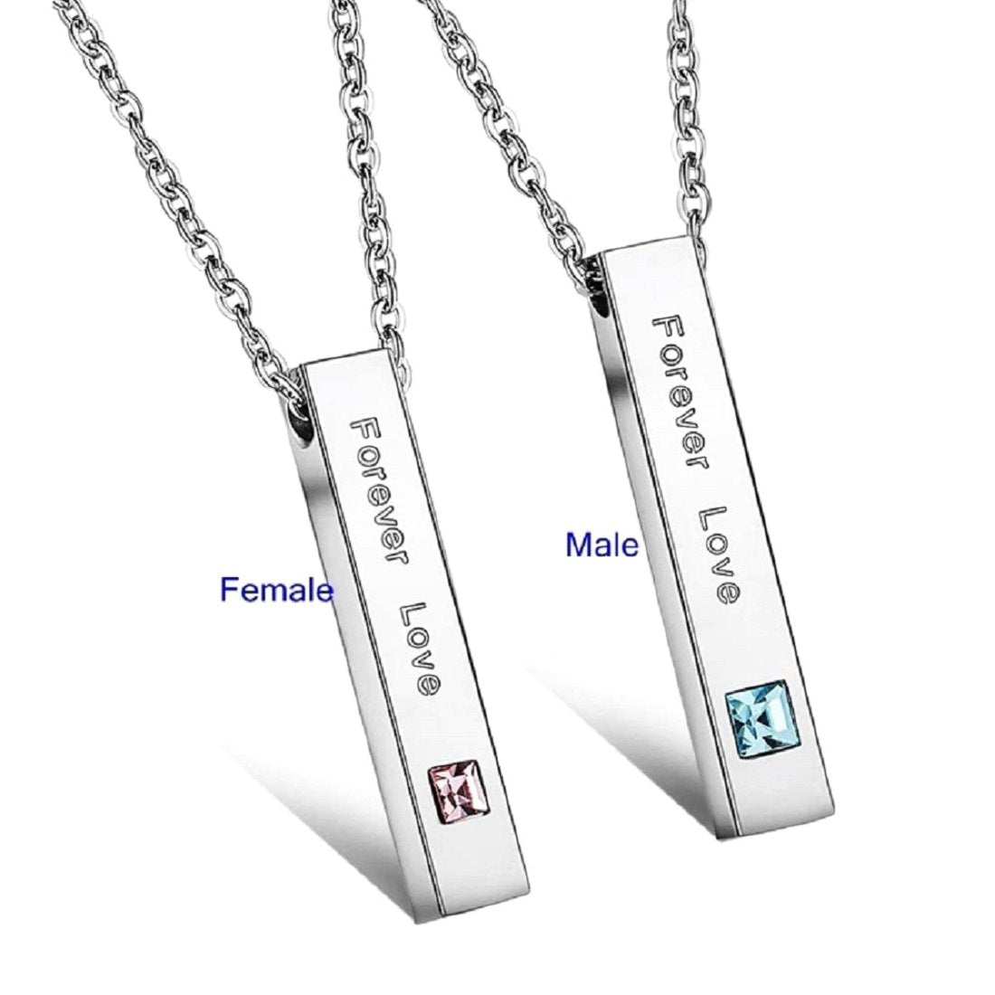 Silver-Plated Couple Forever-Love Chain Pendant Necklace for Men and Women image 1