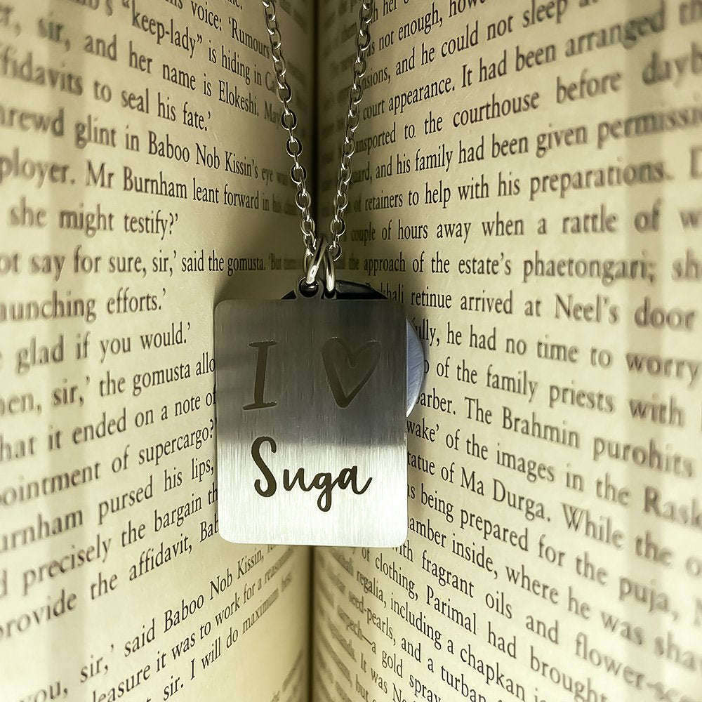 Silver-Plated Sugar Engraved Love Pendant Chain Necklace For Men/Women image 1
