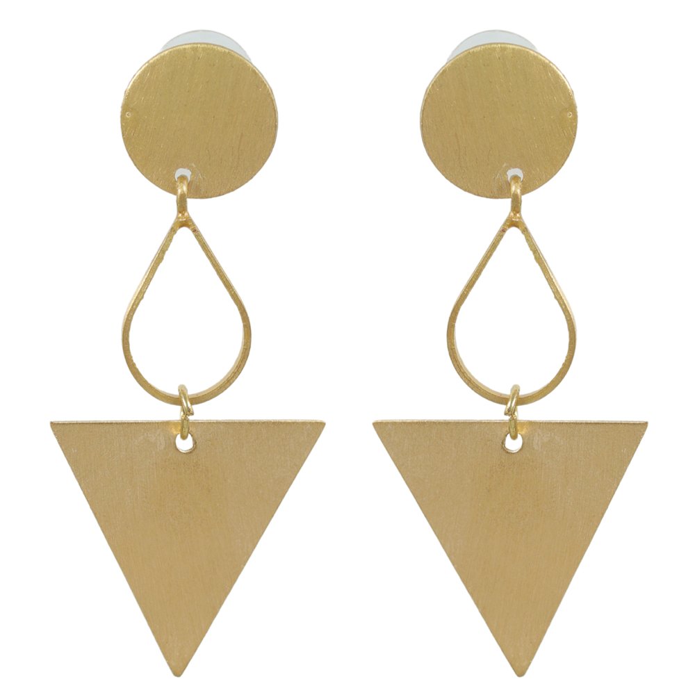 Gold Fine Demi-Fine Jewelry Anti-Tarnish Waterproof Voguish Triangle Drop Earrings image 3