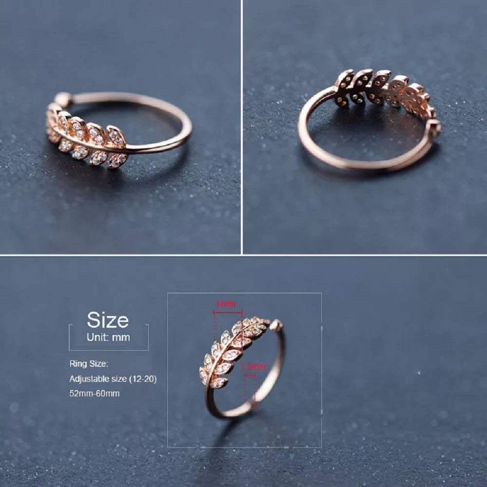 Rose-Gold Leaf Crystal Adjustable Ring image 2