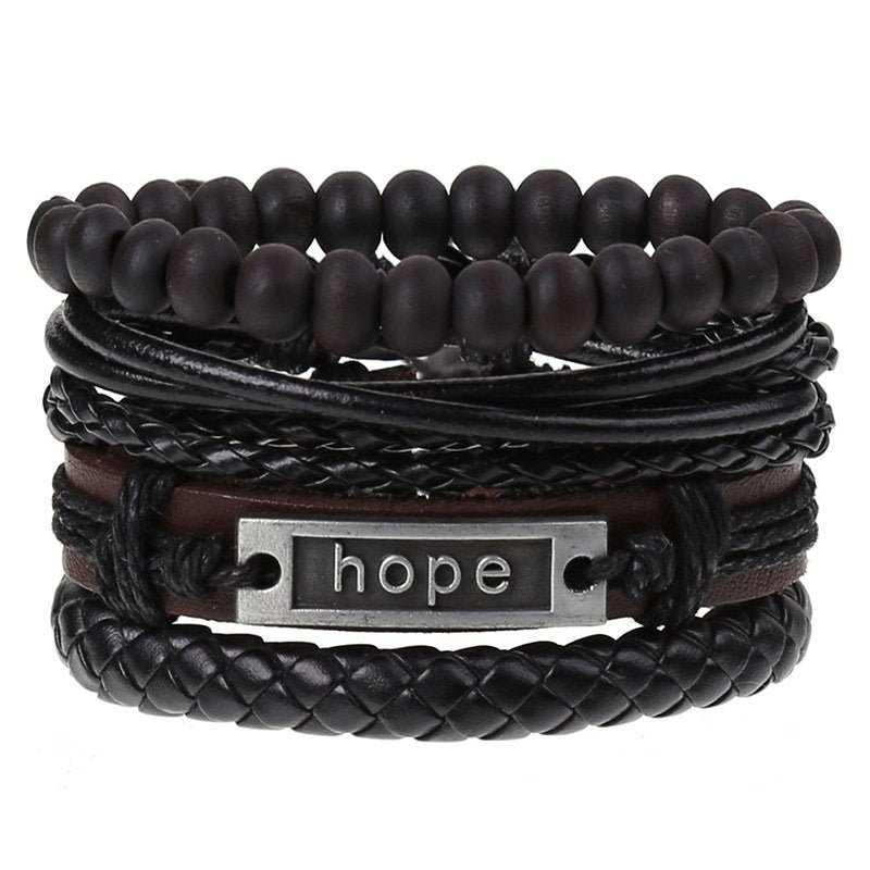 Multi-Layered Hope Leather Stylish Wrist Wrap Bracelet for Men and Women image 2