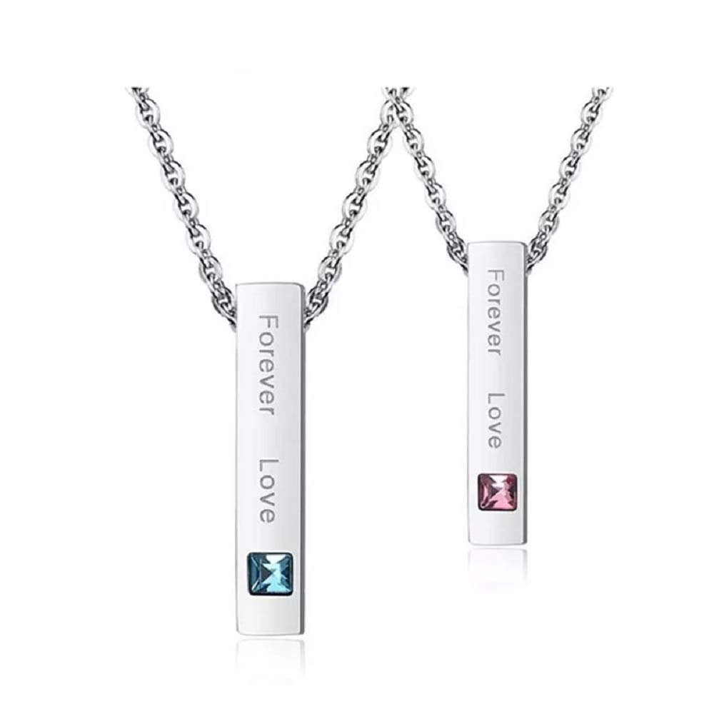 Silver-Plated Couple Forever-Love Chain Pendant Necklace for Men and Women image 2
