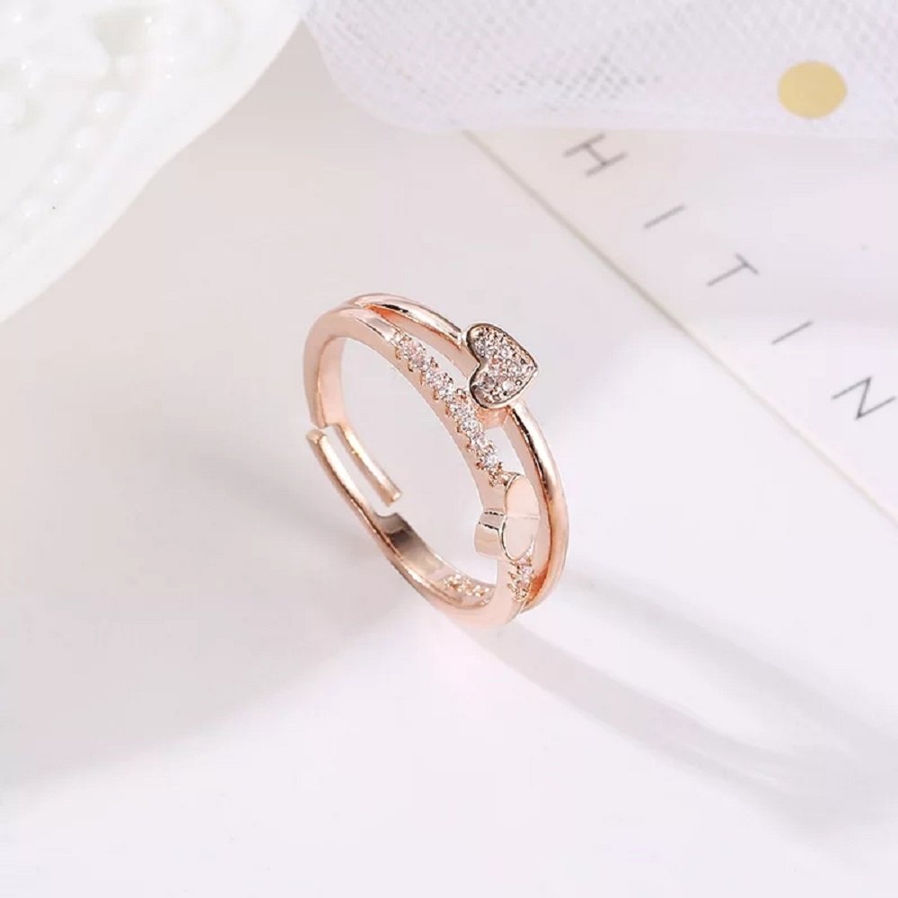 Rose-Gold Heart Crystal Finger Ring image 0