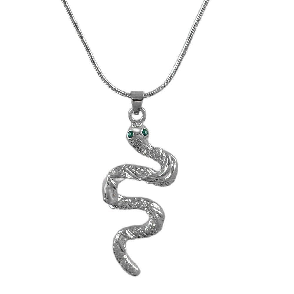 Silver-Plated Chunky Chain Snake Pendant Necklace image 1
