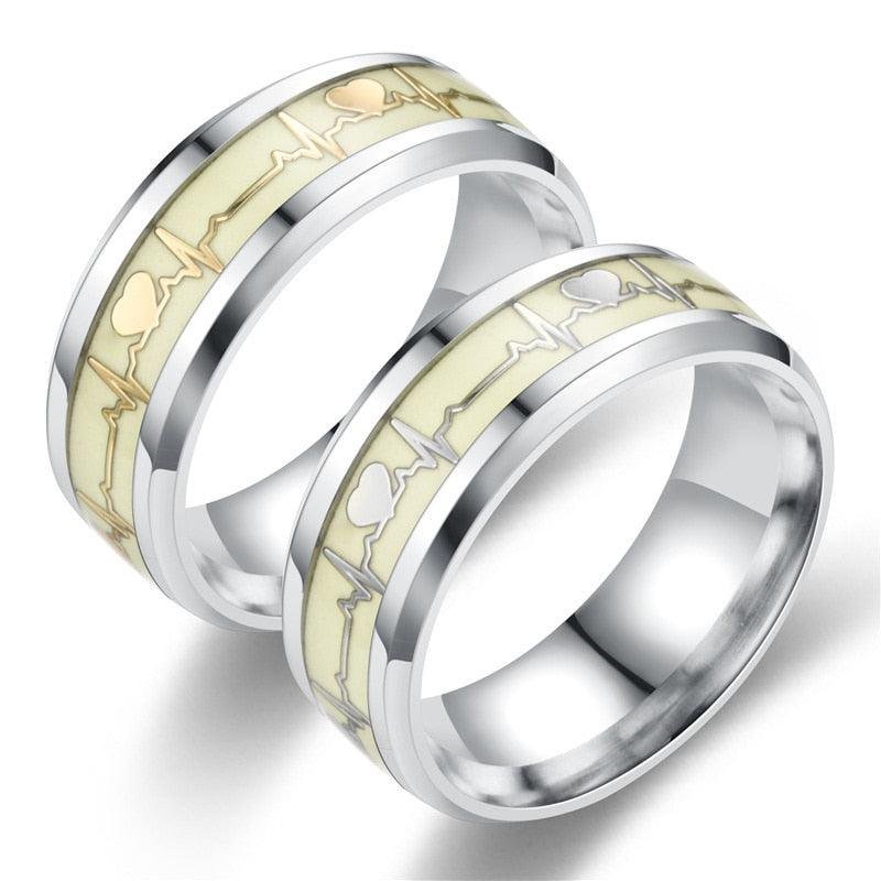 Silver-Plated Yellow Love Heartbeat Finger Combo Rings image 2