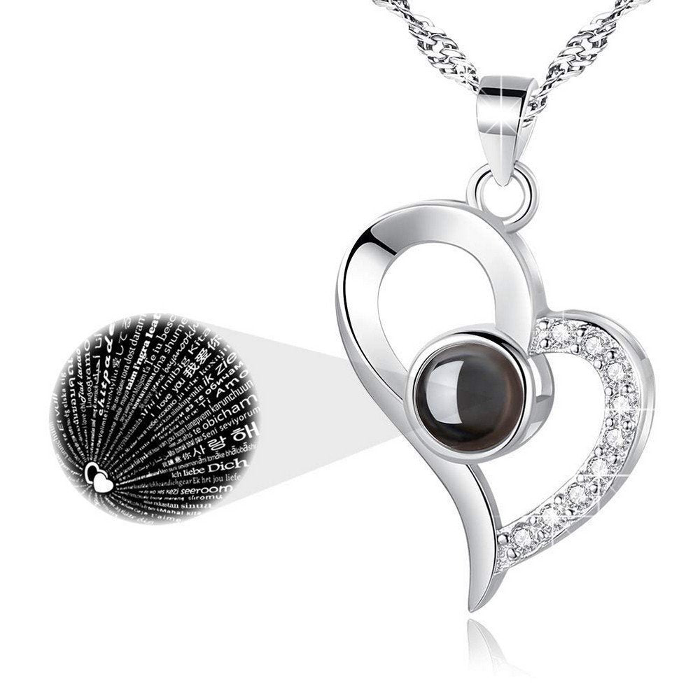 Silver-Plated 'I Love You in 100 Languages' Heart Necklace for Women and Girls image 2