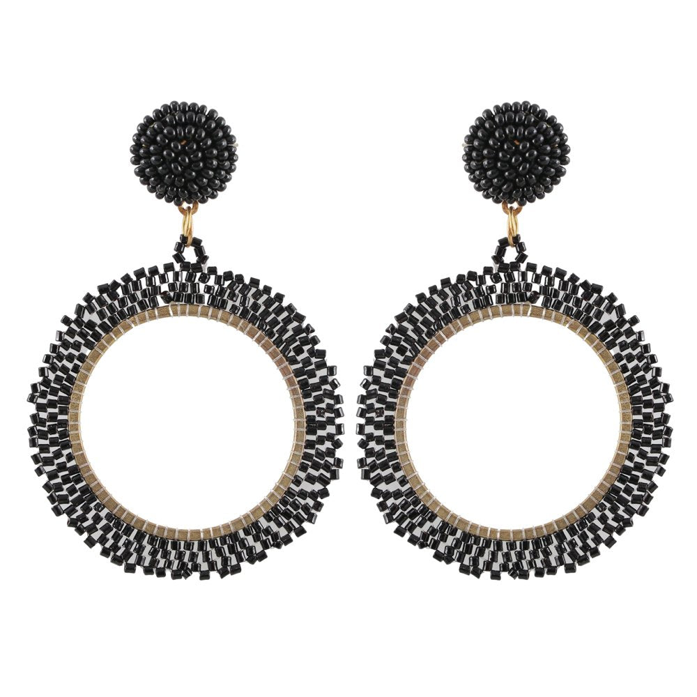 Gold-Plated Handcrafted Black Beaded Earrings image 4