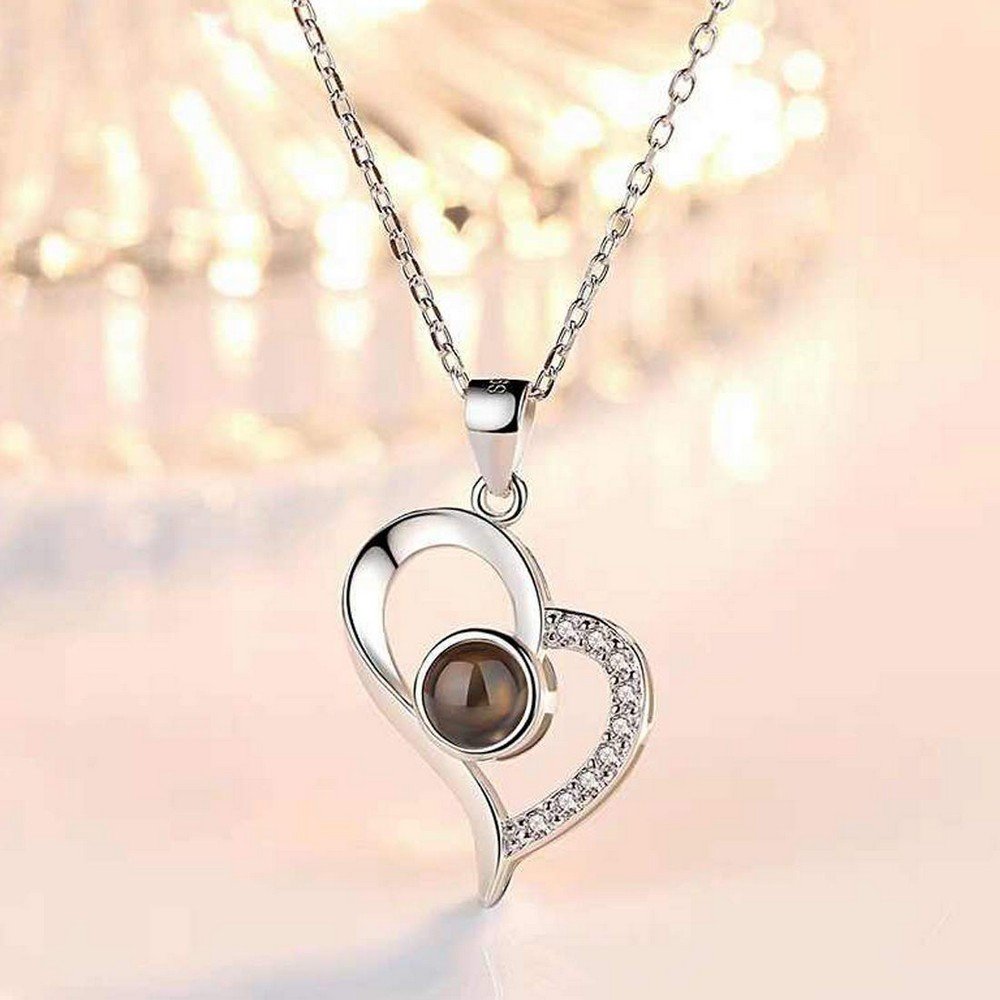 Silver-Plated 'I Love You in 100 Languages' Heart Necklace for Women and Girls image 3