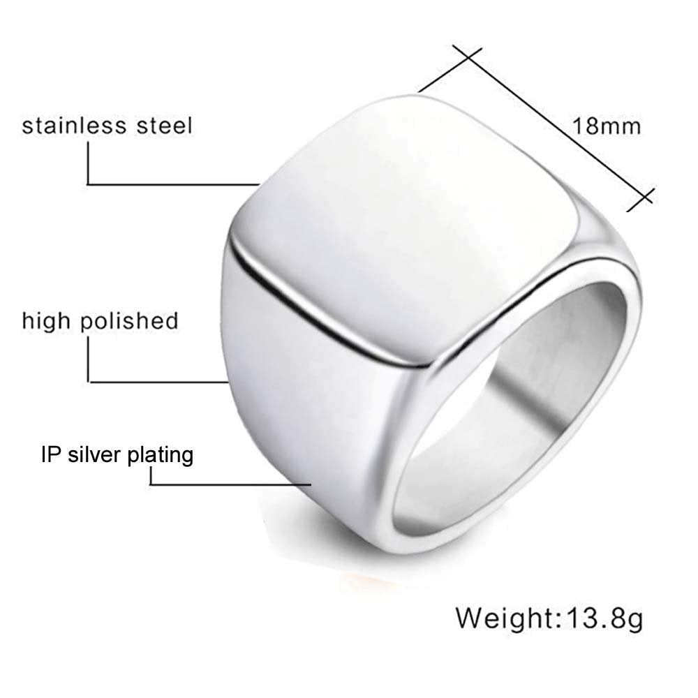 Men's Big Square Silver Ring image 1