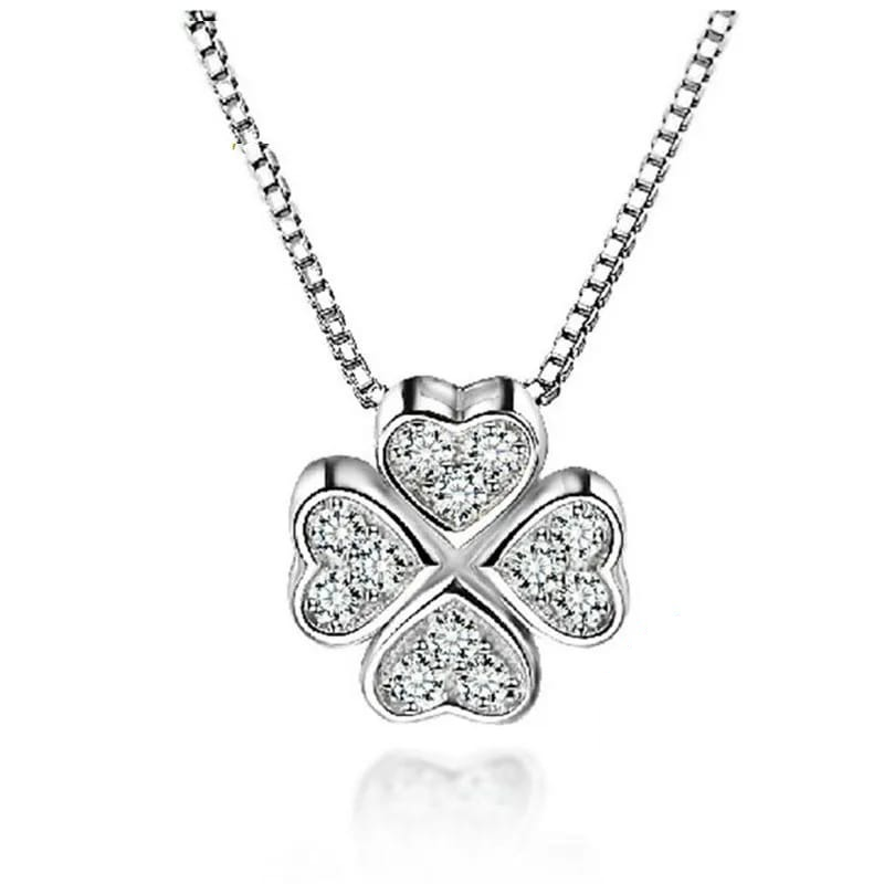 Silver-Toned Crystal Heart Pendant Necklace image 0