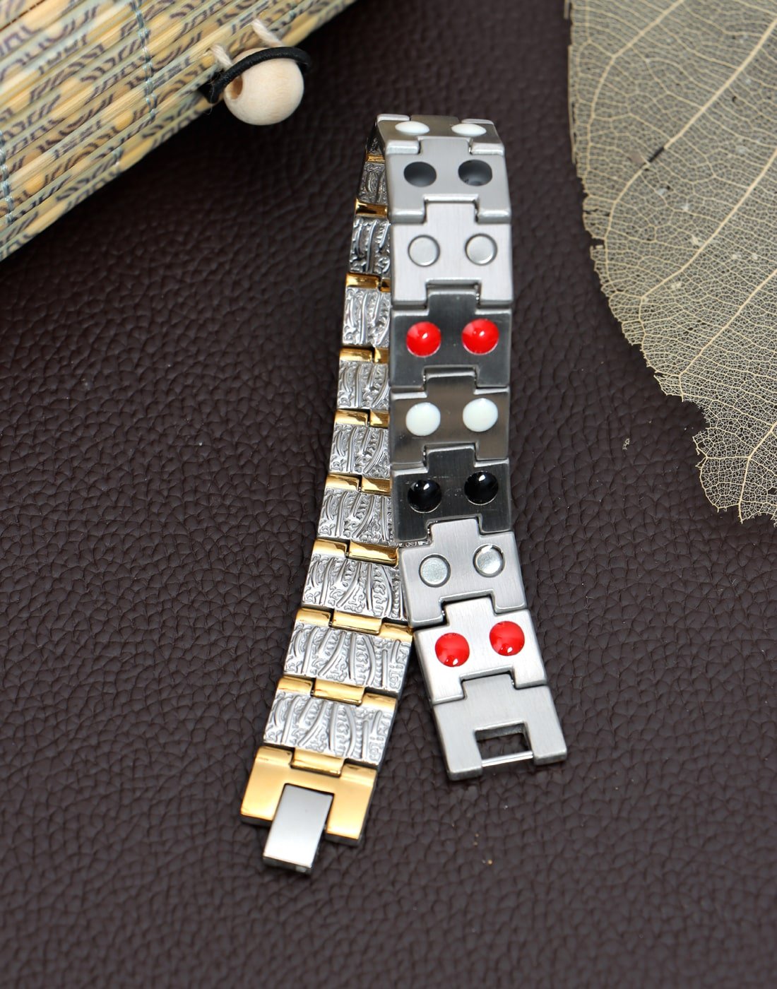 Bio Magnetic Charm Bracelet for Boys & Men (Silver Gold) image 0