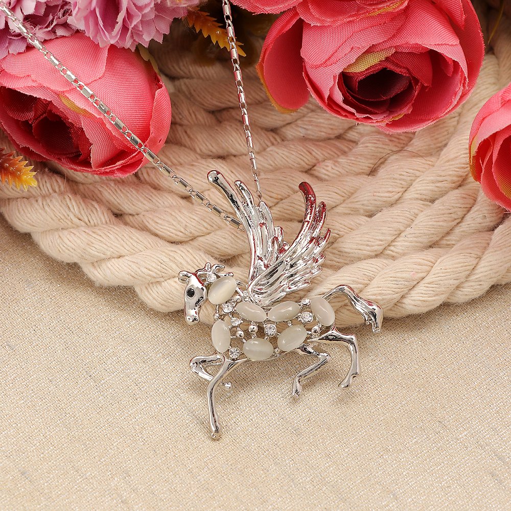 Sterling Silver Unicorn Fairy Horse Pendant Necklace image 0