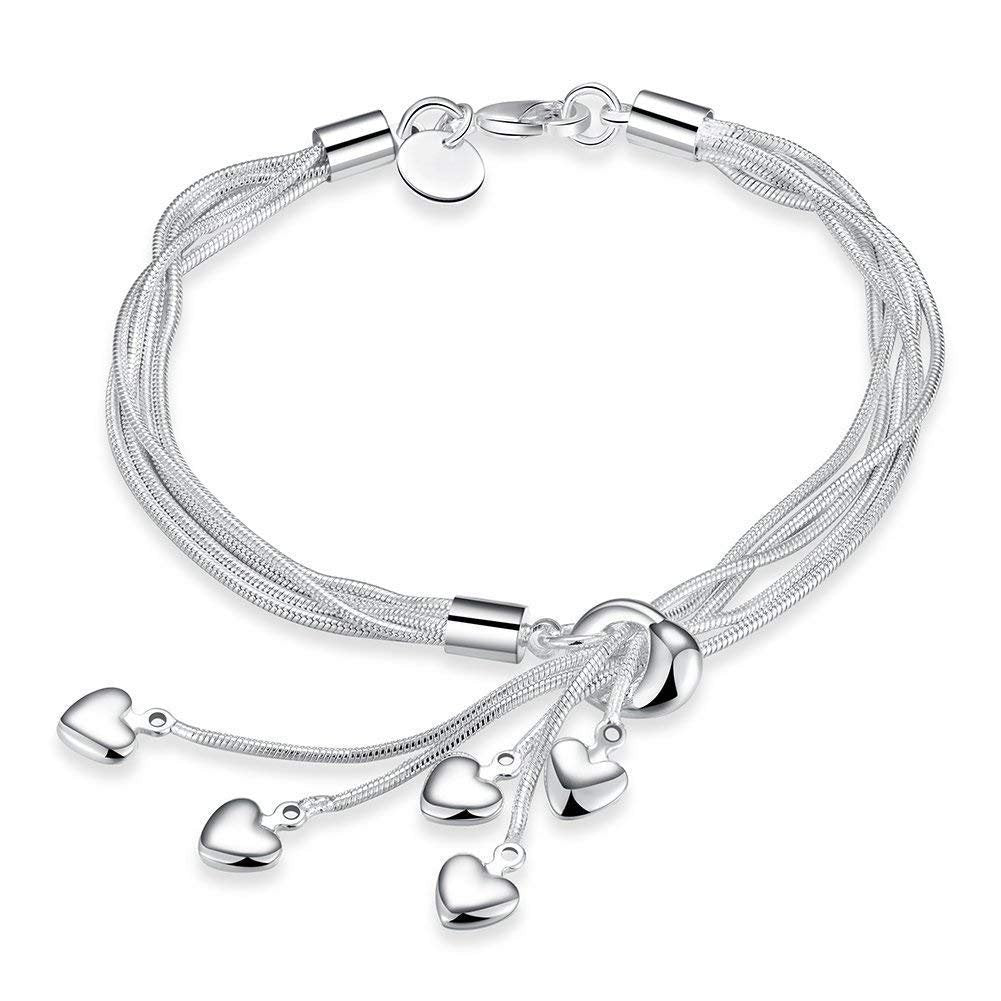 Silver-Plated Multilayered Heart Bracelet image 3