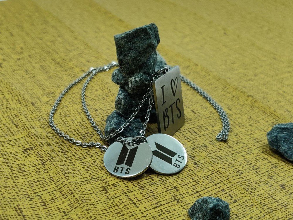 Silver-Plated BTS Love Pendant Chain Necklace for Men and Women image 0