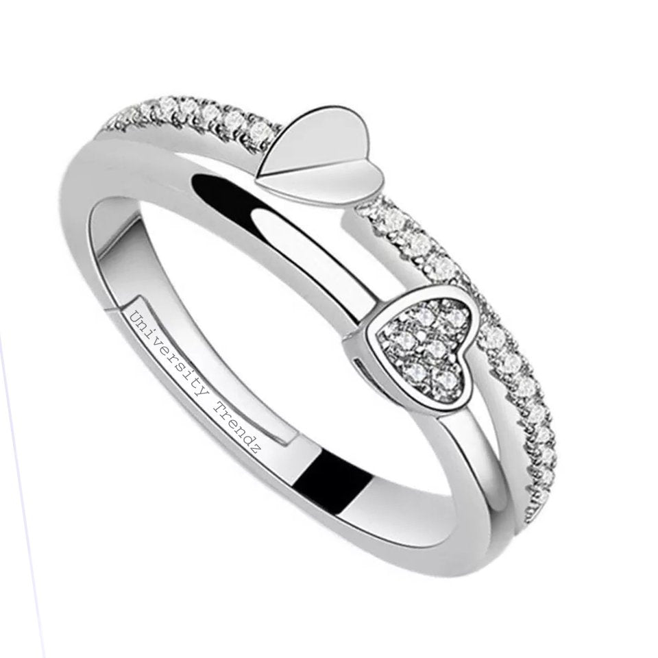 Silver-Plated Heart Crystal Finger Ring image 2