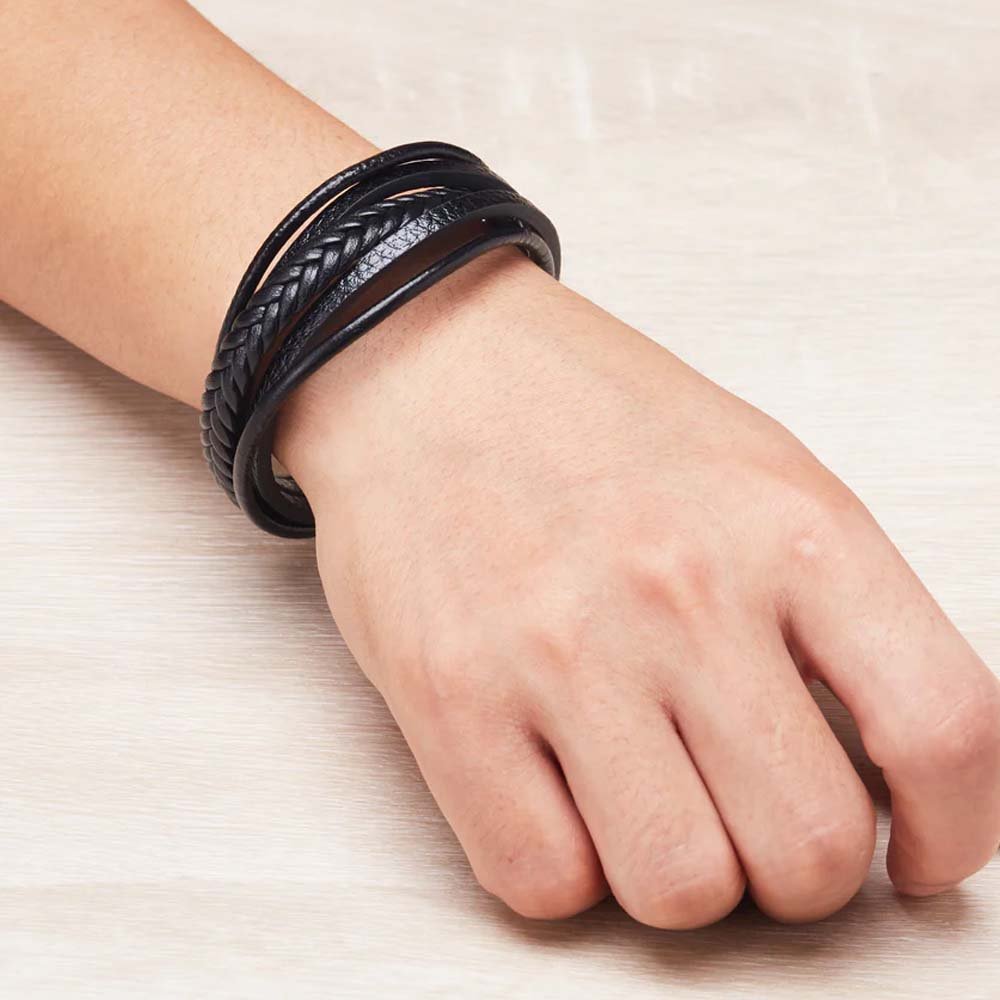 Men's Classic Multi-Layer Leather Braided Bracelet image 0