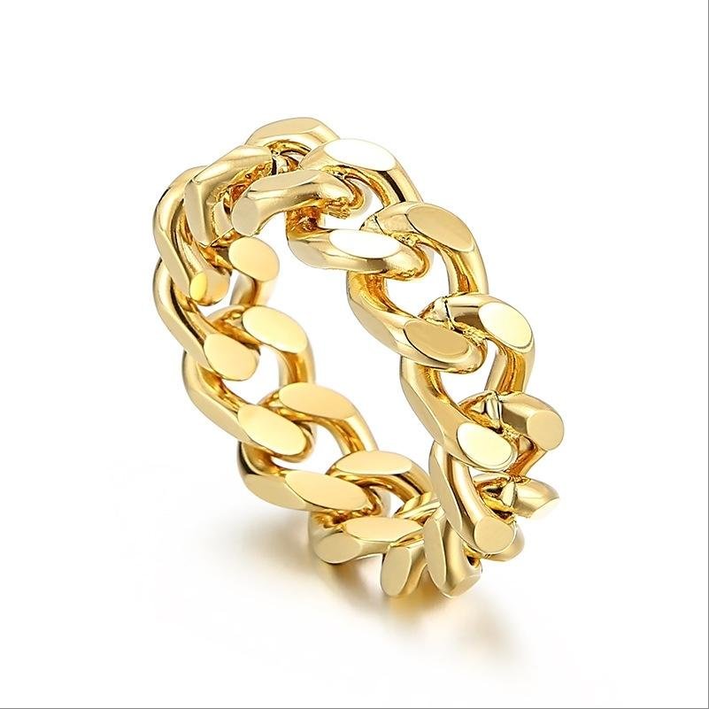 Gold-Plated Adjustable Linked Chain Ring image 1