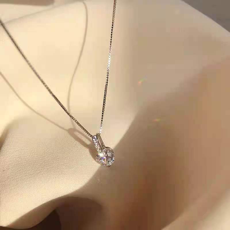 Silver-Plated Crystal Pendant Chain Necklace for Women/Girls image 5