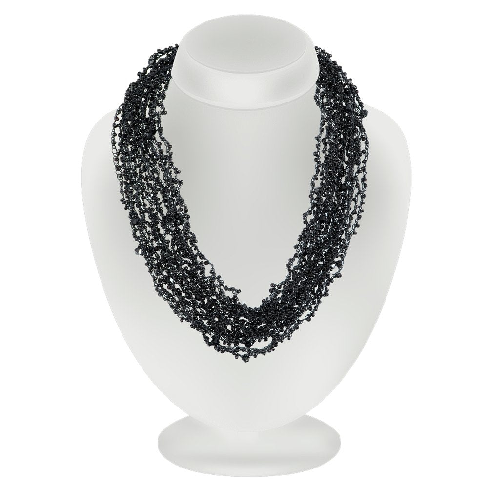 Black Gold-Tone Beaded Multi-Layer Long Necklace image 3