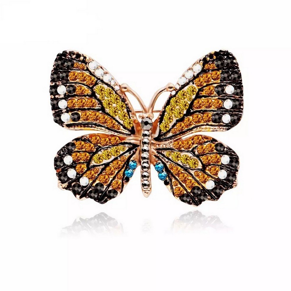 Gold-Plated Multicolor Stone Butterfly Brooch for Women/Girls image 3
