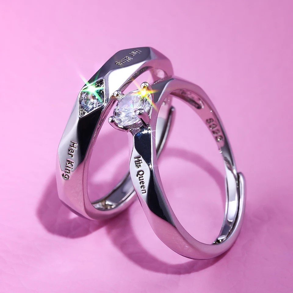 King and Queen Radiant Love Crystal Couples Rings image 4