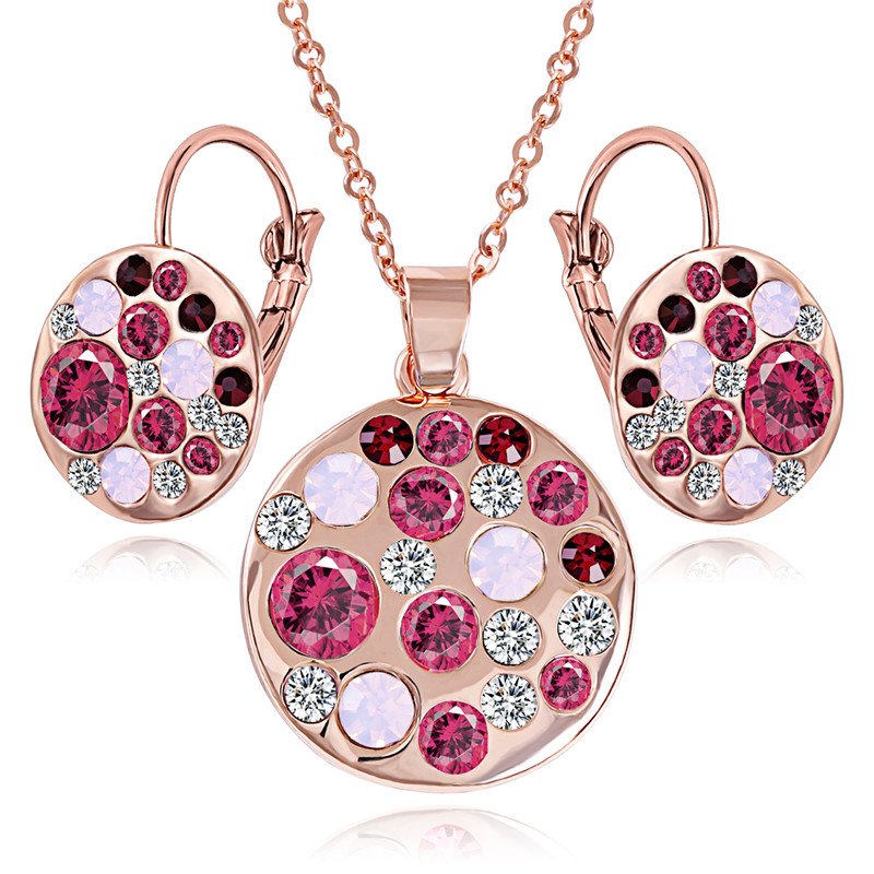 Gold-Plated Multicolor Stone Pendant Jewellery Set image 3