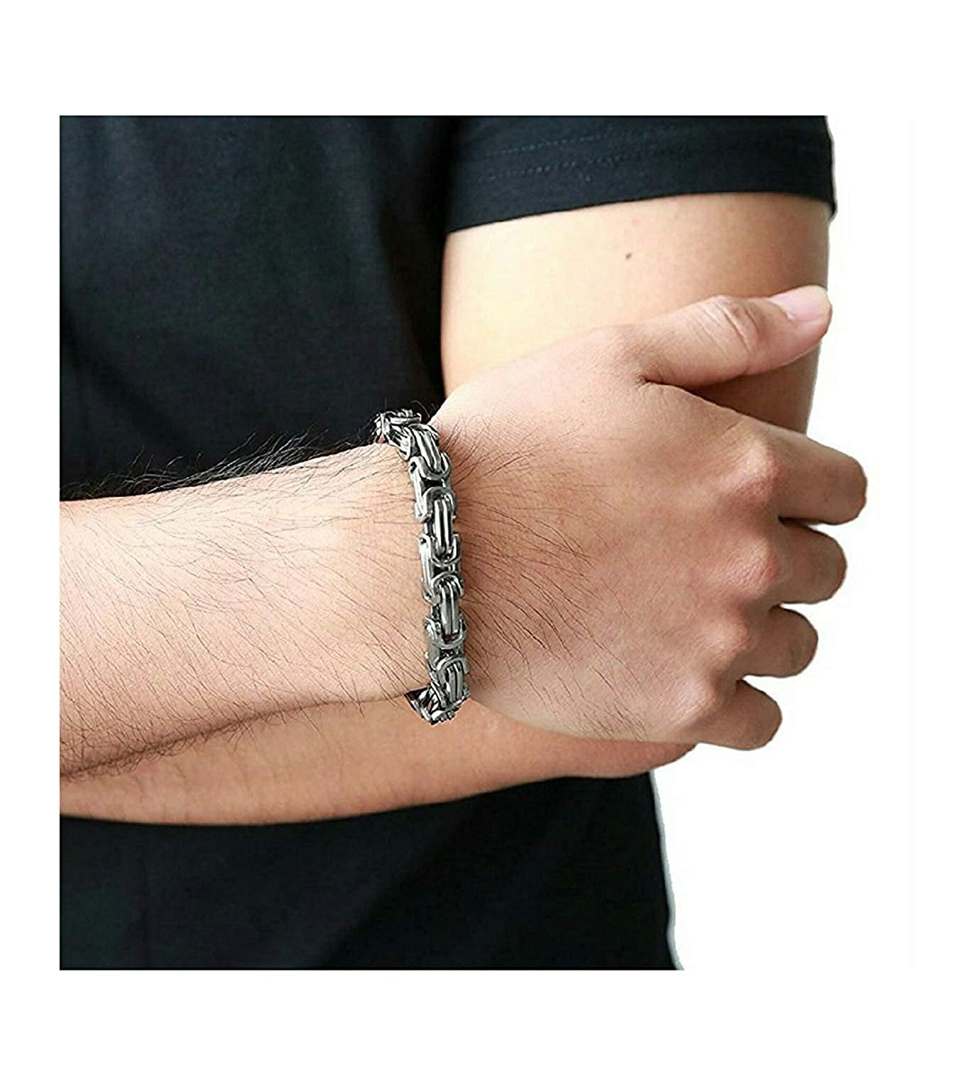 Elegant Oxidized Silver Link Bracelet for Men image 1