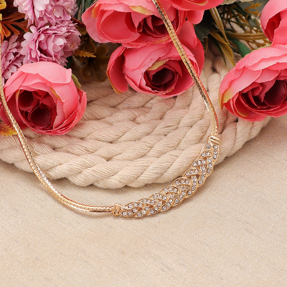 Gold-Plated Contemprorary Crystal Zig-Zag Necklace image 0