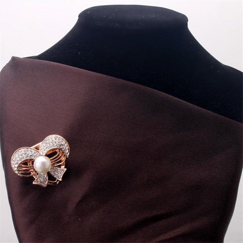 Gold-Tone Pearl Bow Knot Brooch For Women/Girl's image 1