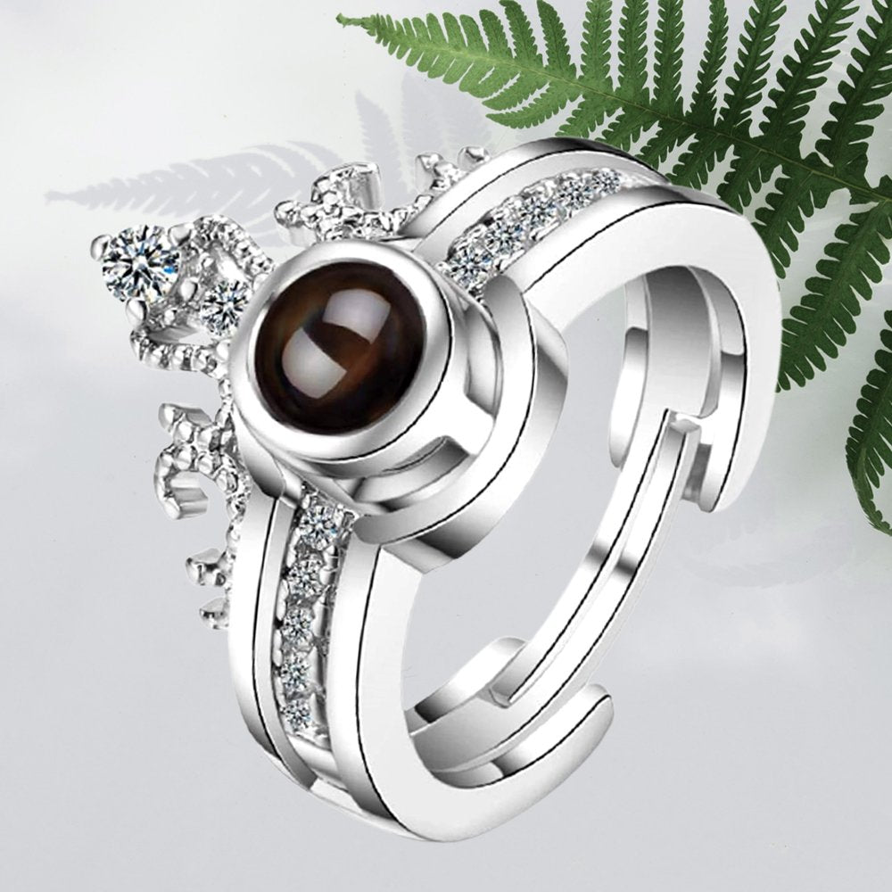 Silver-Plated 100Language Crystal Stud Ring Set image 0