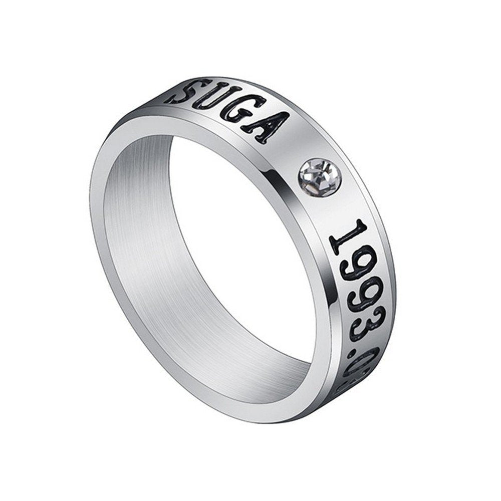 Men's Silver Color BTS-Inspired Ring - Stylish Suga Fashion Accessory image 0