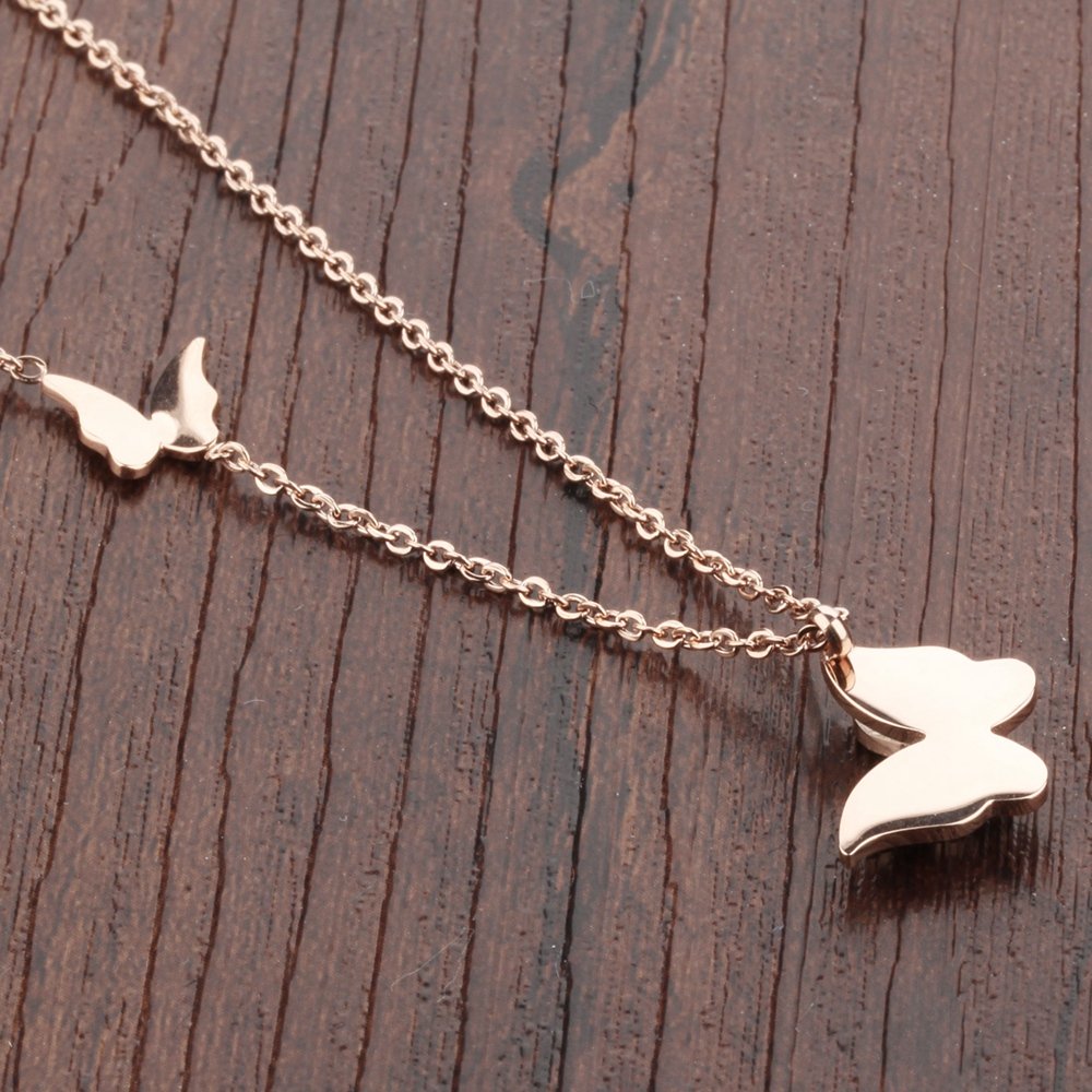 Gold-Plated Double Butterfly Pendant Necklace for Women/Girls image 1