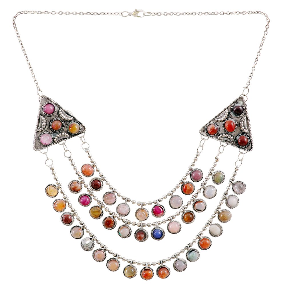 Oxidised Silver Multi-Color Pearl Beads Multi-Layer Necklace image 4