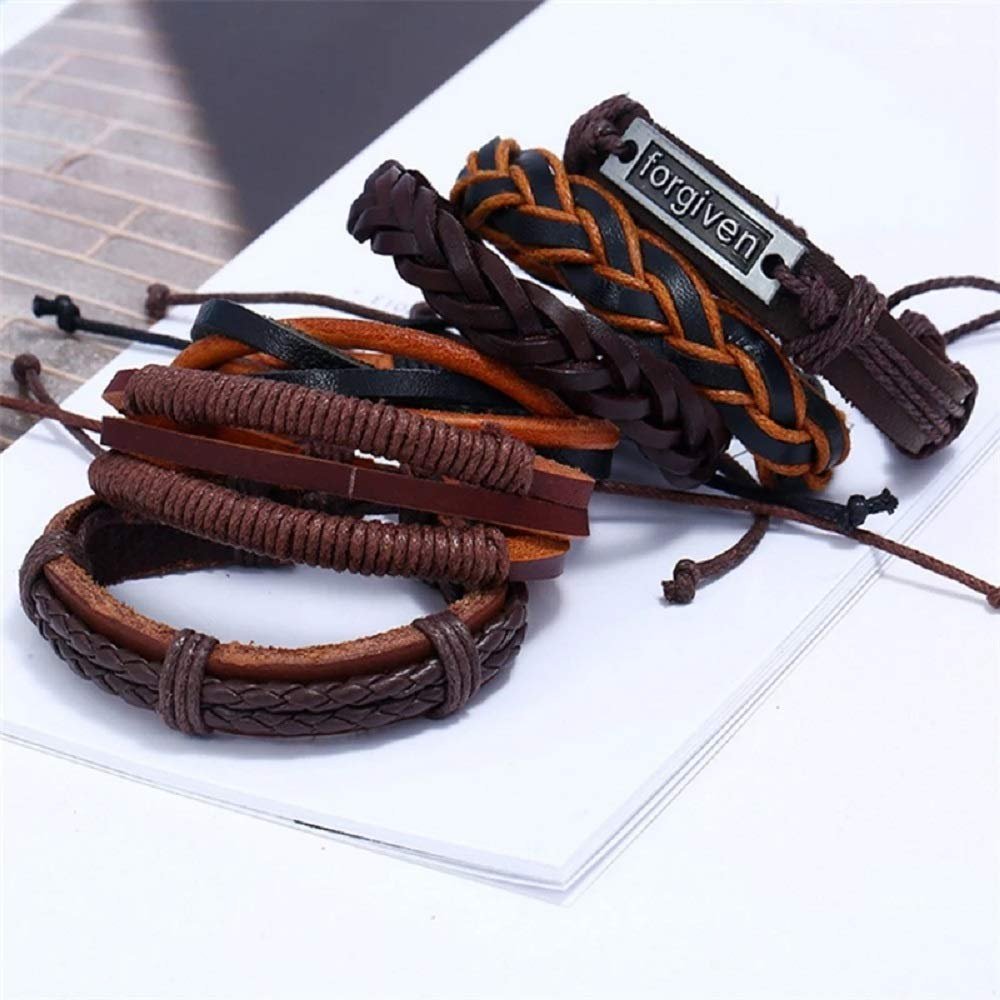 Forgiven Multi-Color Cuff Leather Bracelets Wrap (Set of 6) image 3