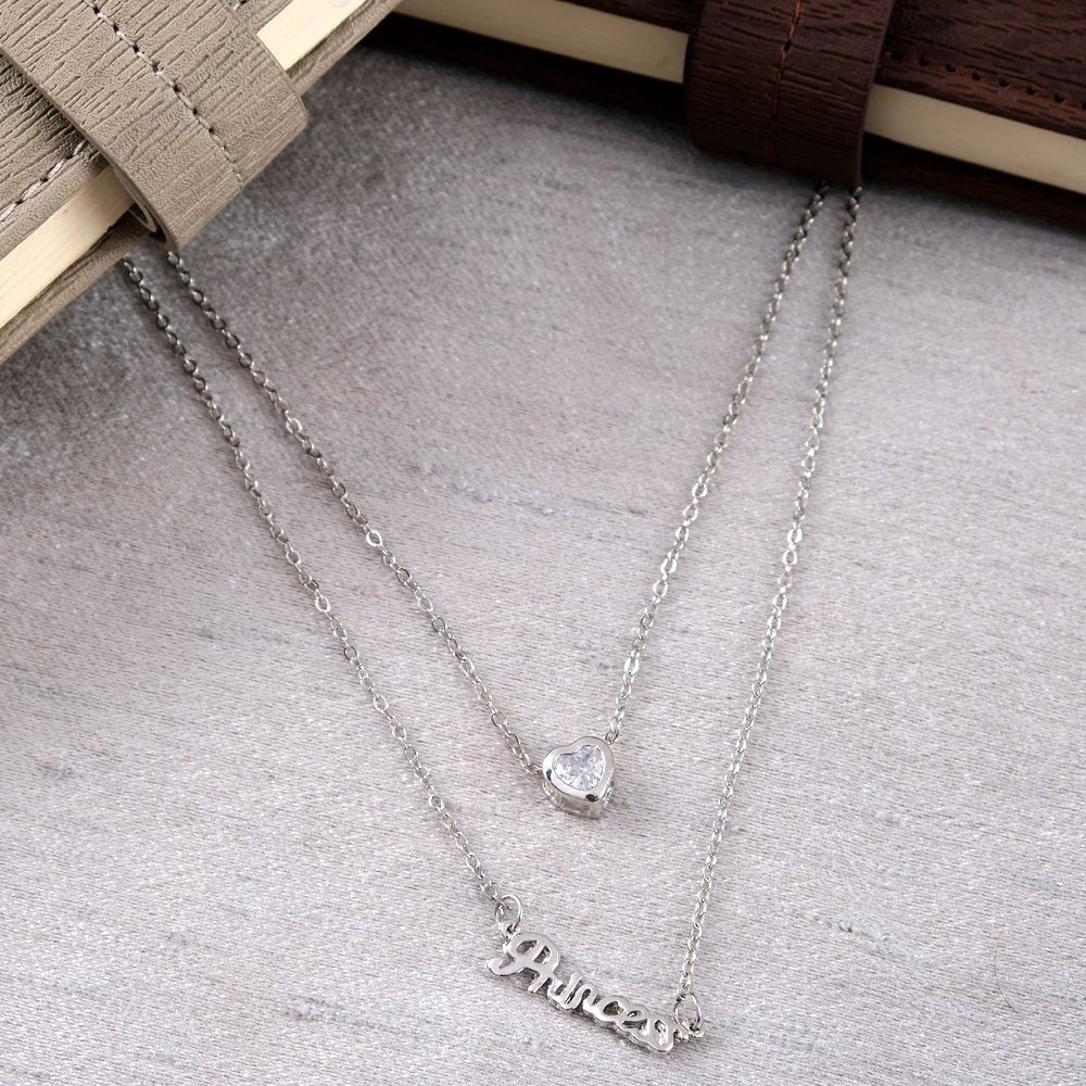 Silver-Plated Princess Name Letter Pendant Chain Necklace image 1