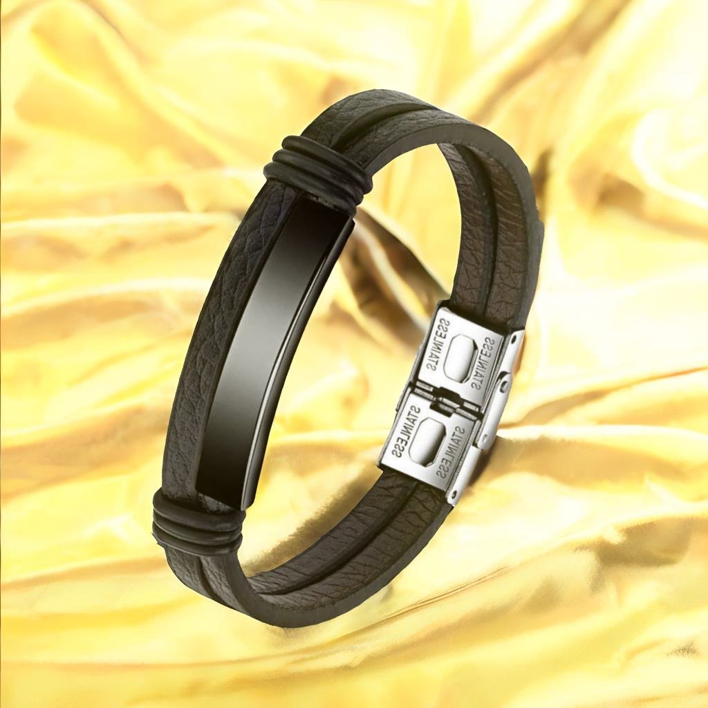 Bold Double Wrap Black Bracelet for Men image 5
