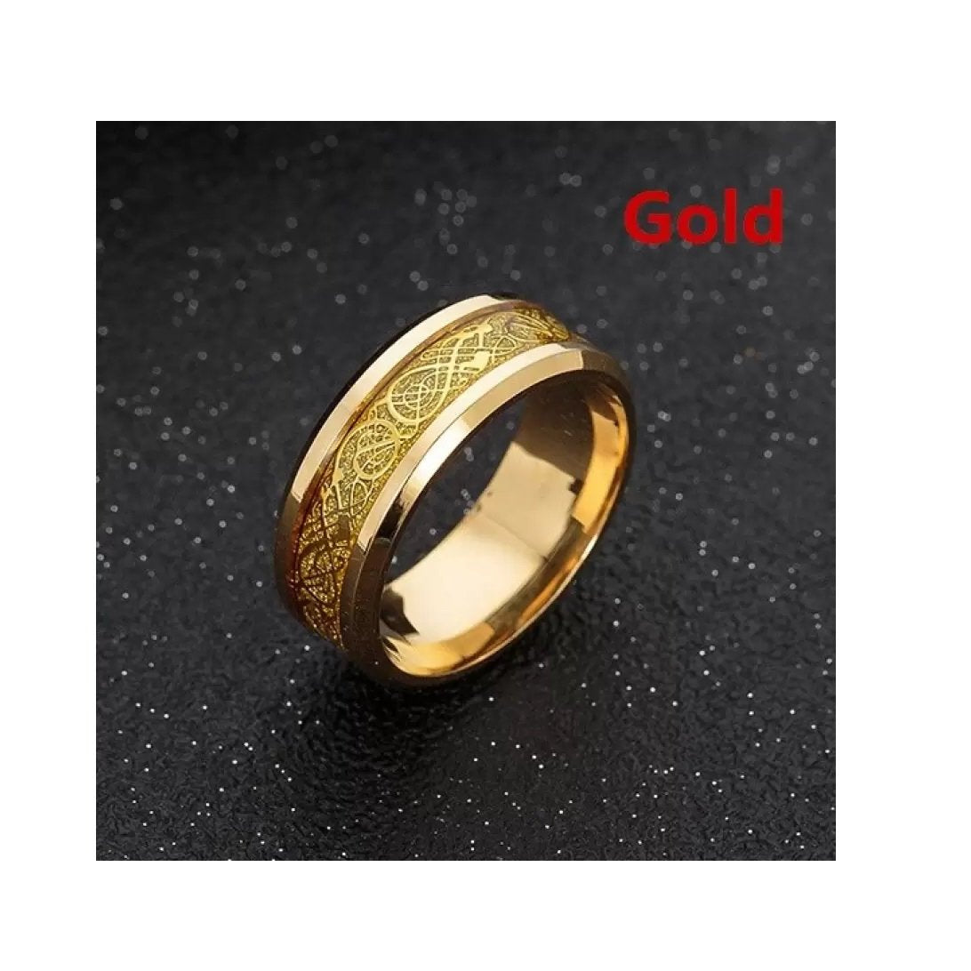 Celtic Dragon Gold-Plated Men's Ring image 0