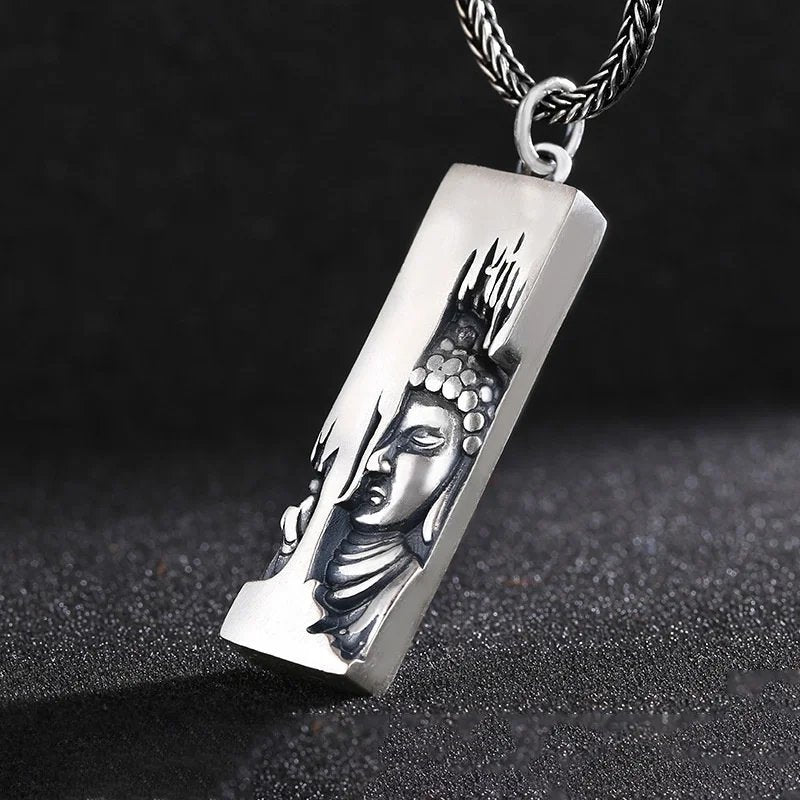 Sterling Silver Lord Buddha Pendant Chain Necklace for Men image 4