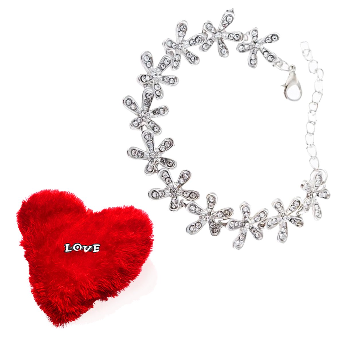 Valentine's Day Combo Set Crystal Leaf Bracelet with Heart Pillow image 1