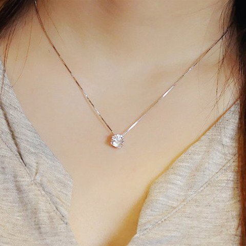 Silver-Plated Necklace Crystal Teardrop Pendant for Women/Girls image 1