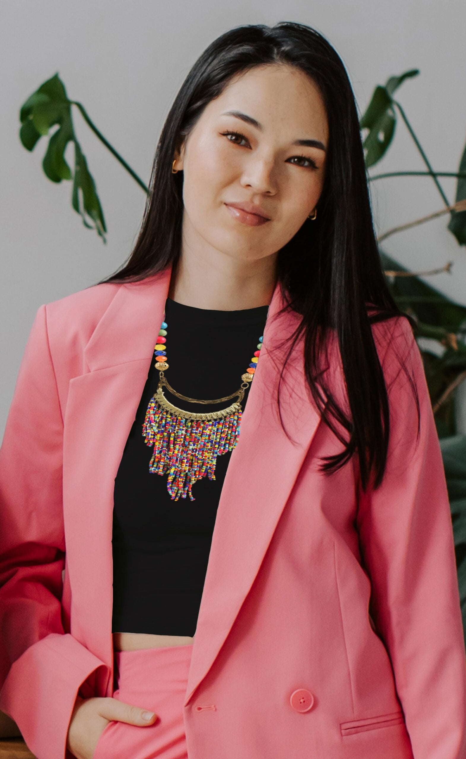 MultiColor Multiple Beads Stings Statement Necklace image 1